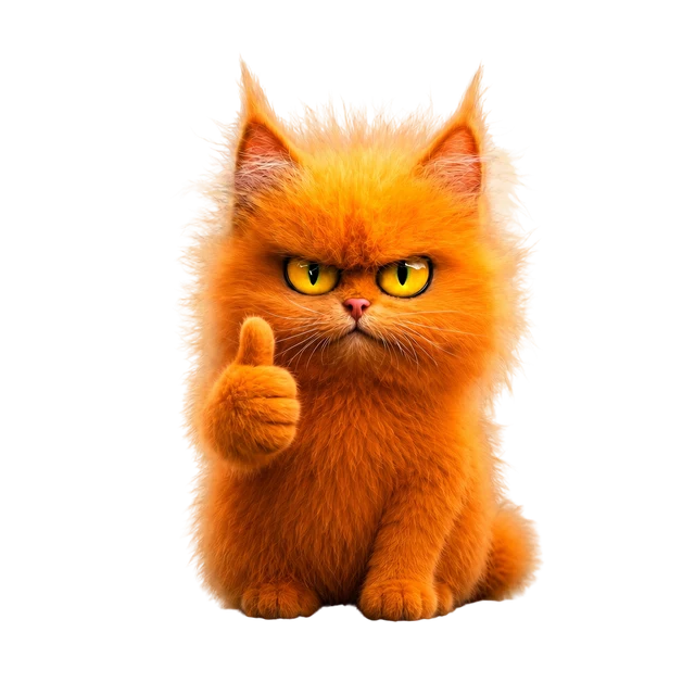 Lingavela's cat mascot giving a thumbs up