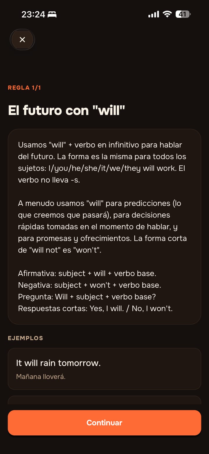 Lección de gramática en Lingavela: la regla explicada, con práctica