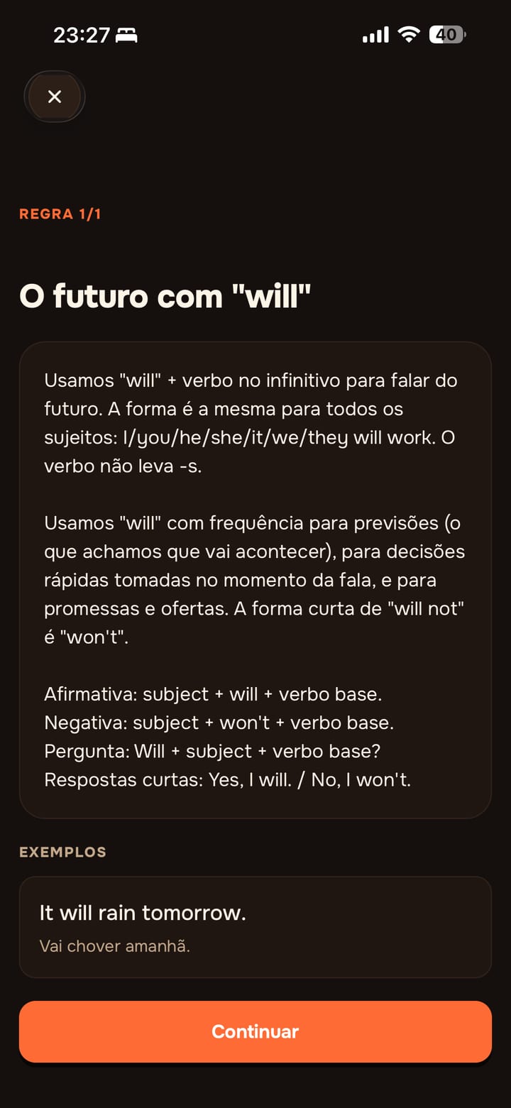 Lição de gramática no Lingavela: a regra explicada, com prática